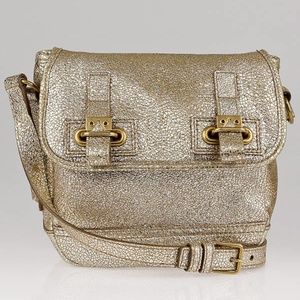 YSL Gold Volcano Crackled Leather Besace Messenger